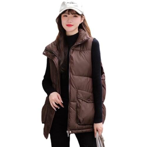 Winter Warm Vest Women Jacket Fashion Loose Waistcoat Snow Wear Thicken Cotton Padded Jacket Vest Coat Sleeveless Parkas