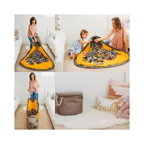 1.5m Toy Clean-up Storage Bag Multifunctional Portable Toys Organizer Toy Bag Basket Integrated Waterproof Storage Bucket