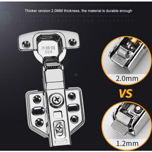 2.0mm Hinge Stainless Steel Non-fading Hydraulic Cabinet Door Durable Damper Buffer Soft Close Kitchen Cupboard Furniture Hinges