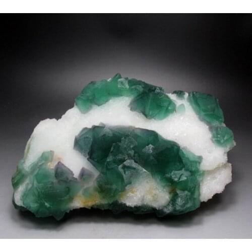 5230g Emarald Green Fluorite w/ Purple Edge on Quartz - crystals and stones healing Mineral specimen Home Decor feng shui