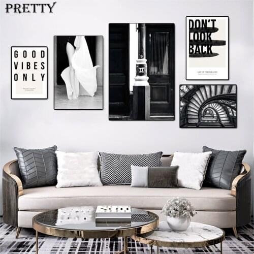 Abstract Letter Ballet Girls Canvas Painting Living Room Black White Fashion Posters Modern Wall Art Home Decorative Pictures