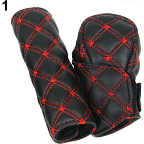Car Faux Leather Gear Shift Knob Cover Hand Brake Cover Sleeve Case Skin Protector 2 in 1 Set Car Styling Interior Accessories