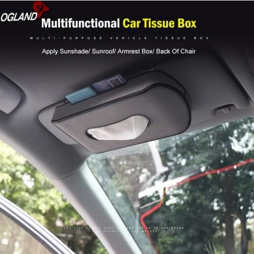 OGLAND Cow Leather Sun Visor Car Tissue Box Styling Hanging Container Bin Car Holder Napkin Dispenser Multi Type Color Accessory