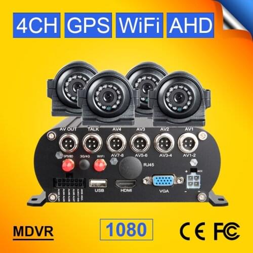 4CH 1080P Hard Disk HDD H.264 Mobile Dvr Car Recorder With GPS Wifi +2.0MP HD Side Front View Car Cameras Kits Free Shipping