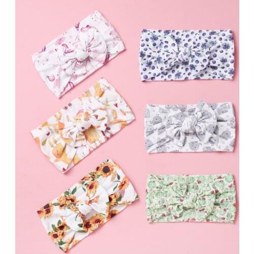 2PC Print Hair Bows Nylon Headbands For Girls Fruit Knot Baby Headband Wide Turban Headwrap Kids Hair Accessories Christmas Gift