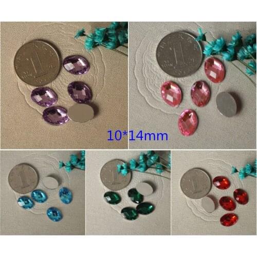 Free Shipping - 150 pcs Oval Flat Back Acrylic Rhinestone,Faceted Sparkling Acrylic Cabochon,10*14mm Oval Flatback Glue-on Stone