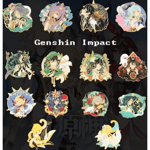 Online Game Genshin Impact Brooch Ganyu Keqing Figure Cosplay Lapel Pins Backpack Decoration Badge Jewelry Accessories Gifts