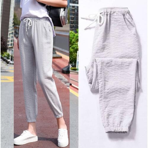 Cotton Linen Pants Women Trousers Loose Casual Solid Color Women Harem Pants Female Summer Women Pants
