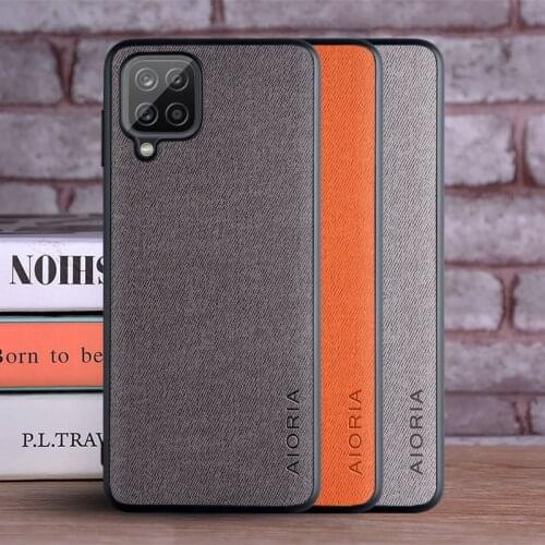 Case for Samsung Galaxy A12 coque Luxury textile Leather skin soft TPU hard phone cover for samsung a12 case funda