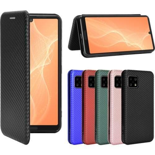 For Sharp Aquos Sense4 Basic Case High Quality Carbon Fiber Flip Leather Case For Sharp Aquos Sense 4 Basic Case Cover
