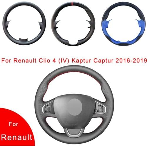 Breathable Punch Hand-Stitched Artificial Leather Car Steering Wheel Cover For Renault Clio 4 (IV) Kaptur Captur 2016-2019