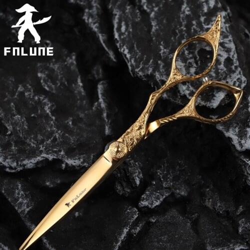 FnLune Tungsten Steel Professional Hair Salon Scissors Cut Barber Accessories Haircut Thinning Shear Hairdressing Tools Scissors