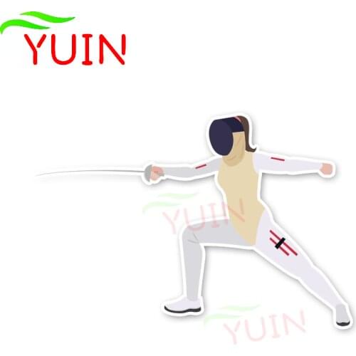 Interesting Fencing Fitness Car Sticker Cartoon Style Decals Personalized PVC Decorative Waterproof Sunscreen Decal 15*10cm
