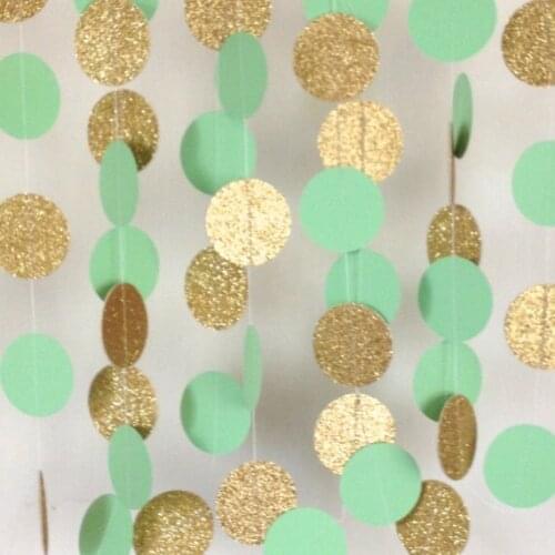 Jumbo Mint Green and Gold Wedding Garland, Paper Garland, Mint Garland, Bridal Shower, Baby Shower, Birthday Party, Photo Prop