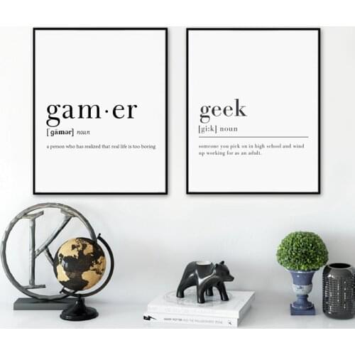 Gamer Definition Canvas Painting Wall Art Pictures Funny Geek Definition Nerd Humor Prints And Posters For Home Room Decor