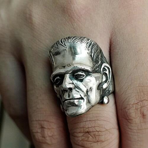 Science Fiction Victor Frankenstein Rings Punk Horror Scientist Stainless Steel Skull Ring Mens Biker Jewelry Accessories
