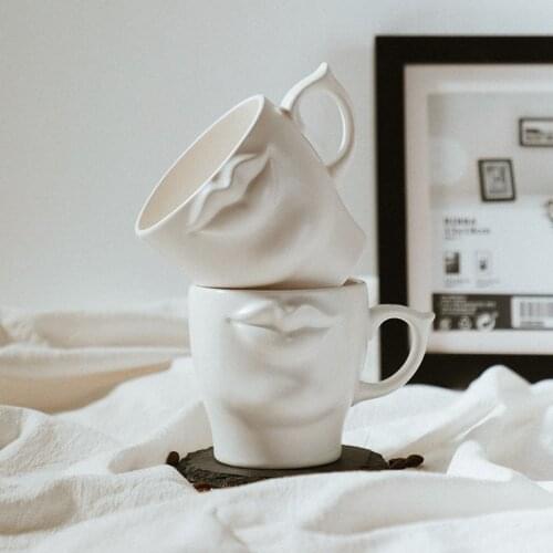 Creative White Ceramic 3D Mouth Coffee Mug Handmade Porcelain Office Drink Milk Water Tea Cup Nordic Home Table Decor Funny Gift