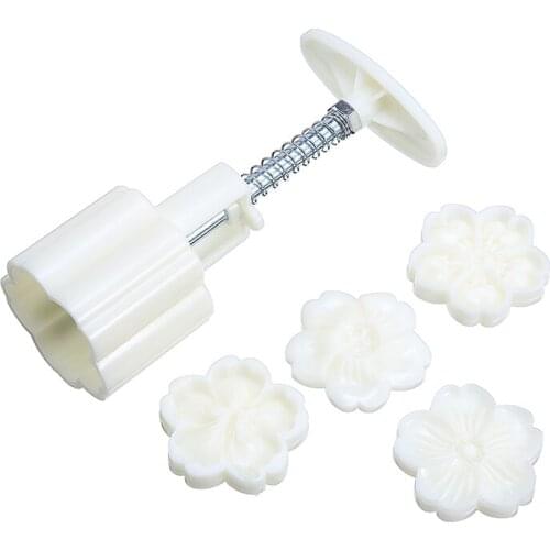 Mid Autumn Mooncake Maker 4Pcs Hibiscus Cherry Mooncake Press Stamp Moon Pastry Mold Reusable DIY Pastry Tools