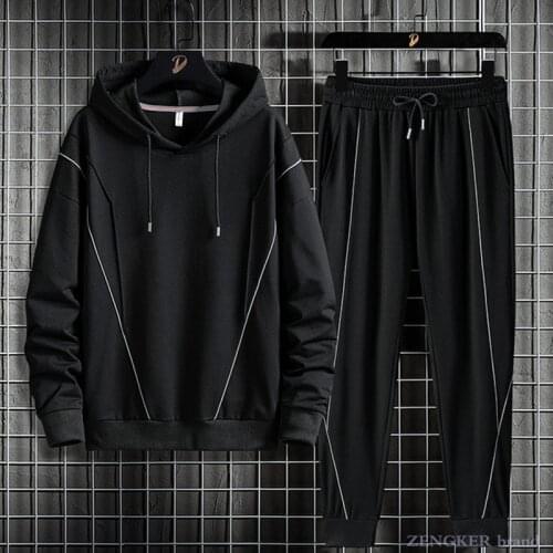 Mens autumn sweater suit plus size fat hooded long-sleeved trousers sports leisure two-piece suit 8xl men sets tracksuit men