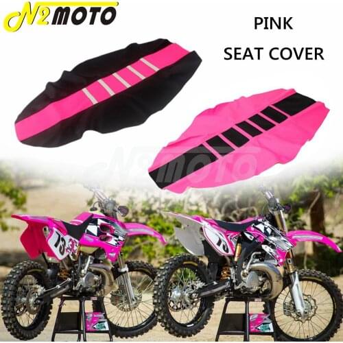 Pink Non-Slip Traction Ribbed Seat Cover Soft Gripper Seat Cover for TM CRF XR Racing 150/250 R EXC CRF YZ450F KXF MX Dirt Bike