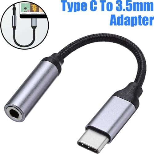 New 10cm Audio Headphone Jack Cable Wire Silver USB Type Male C to AUX Female 3.5mm Headset Adapter Converter for Huawei Xiaomi