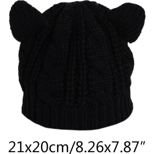Autumn Winter Warm Cute Hat Cat Ear Cap Knit Crochet Beanie Hat For Women Girls X5XA