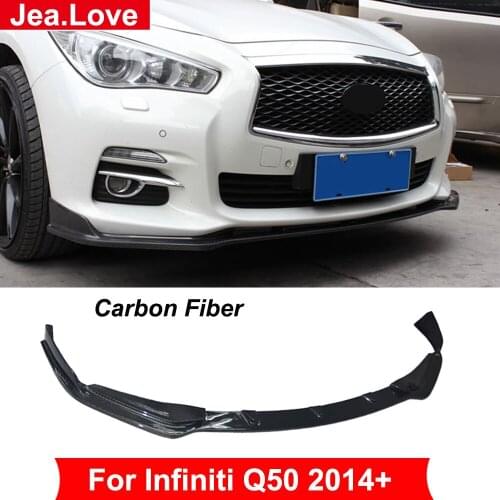 Real Carbon Fiber Front Shovel Bumper Lip Spoiler Diffuser Exterior Decoration For Infiniti Q50 Standard 2014+ Car Modification