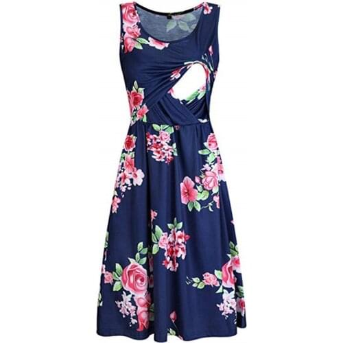 2021 Maternity Dresses Maternity Clothes Floral Printed Sundress for Pregnant Women Elegant Dress Nursing Dresses Breastfeeding