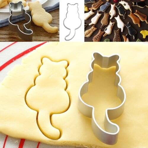 Cute Kitchen Cat Shaped Stainless Steel Mold Sugarcraft Cake Cookies Pastry Kitten Baking Cutter Mould Cake Decorating Tools