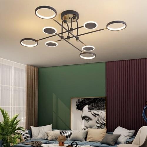 Modern Led Chandelier Lighting For Living Room Bedroom Kitchen Black Frame Indoor Fixture Black Branch Ceiling Hanging Lamp