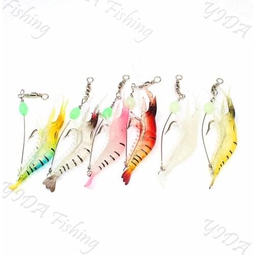 1pcs 9.5cm/6.5g Luminous Simulation Prawn Soft Shrimp Floating Shaped Worn Fake lure Hook Isca Fishing Lure Artificial Bait