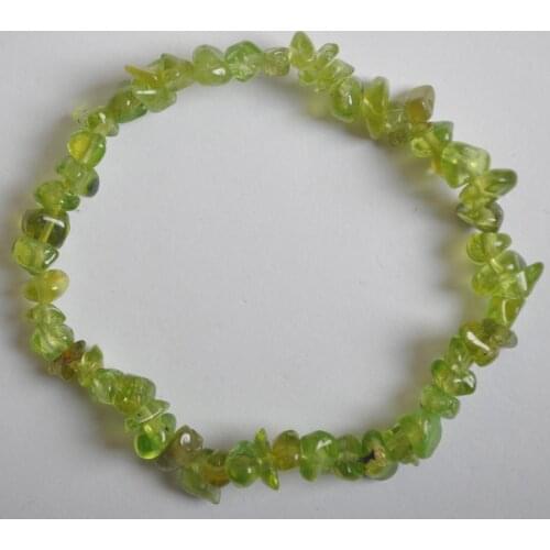 Lucky Chip Beads Green Peridot Stretch Bracelet 8 Inch Jewelry For Gift G675