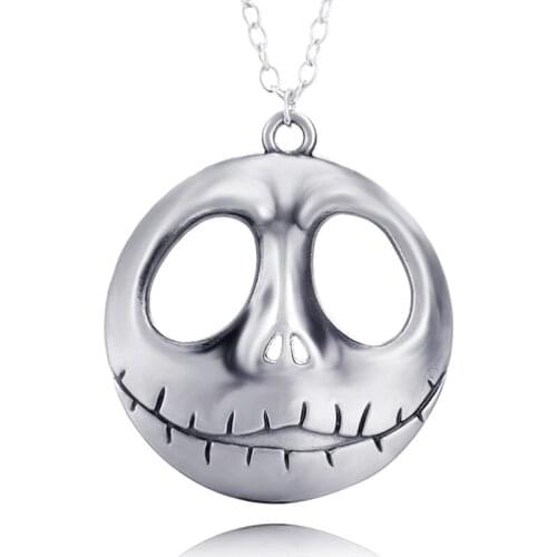 Vintage Jack Skellington Pendant Necklace For Women and Men Skull Chain Necklace Pumpkin King Jewelry Halloween Party Gifts