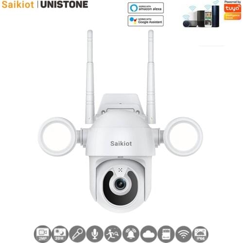 Saikiot Tuya Smart 3MP WIFI Waterproof Floodlight Speed Dome Google / Alexa Supported Dual Light with Auto Tracking Camera