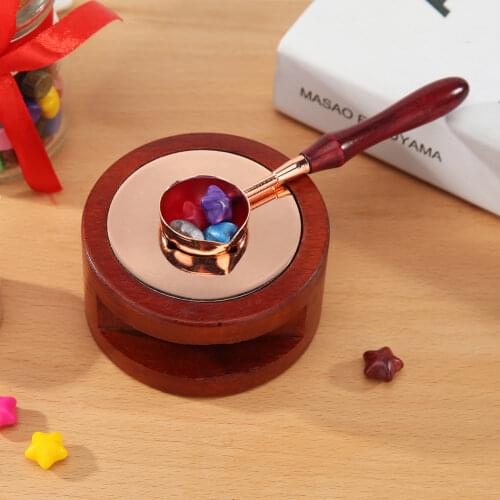 Retro Sealing Wax Furnace Stove Pot Wood Handle Sealing Wax Spoon for Wax Sealing Decorative Wax Stamp Craft Gift