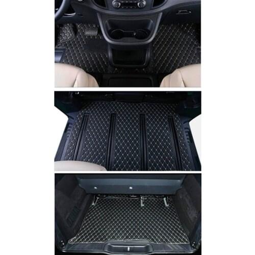 Custom full set car floor mats + trunk mat for Right Hand Drive Mercedes Benz Vito 7 8 9 seats 2020-2004 waterproof rugs carpets