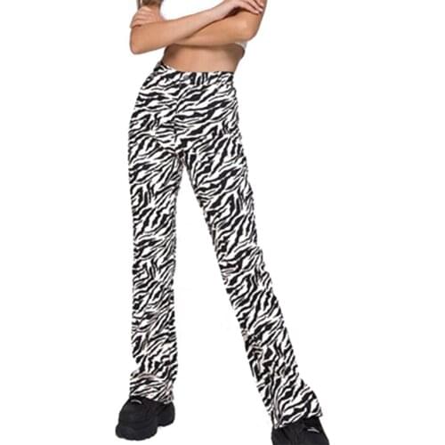 Women Casual Long Pant Zebra Stripe High Waist Trousers Ladies Casual Trousers Spring/Autumn Lounge Pants S-XXL