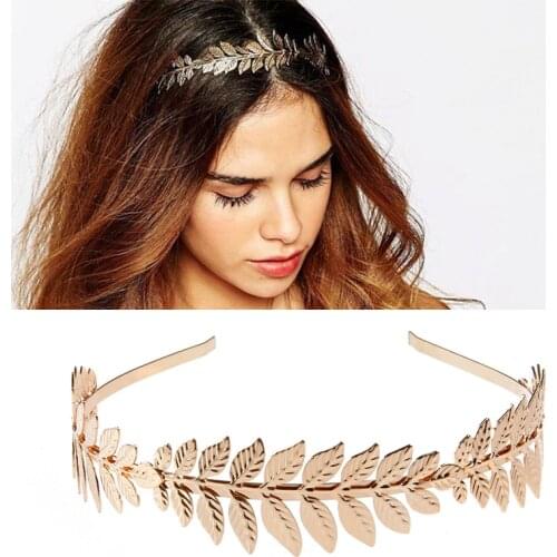 Golden headband Hair band Vintage Women Goddess Leaf Headband Headdress Hair Band Wedding Chic