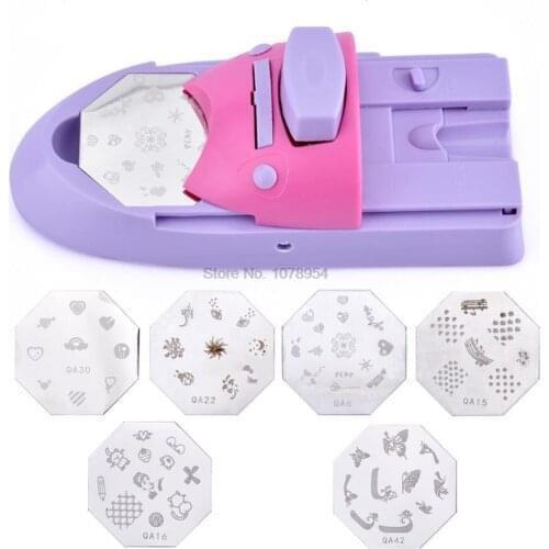 10pcs Nail Art DIY Pattern Printing Manicure Machine with 6pcs Metal Stamp Stamper Nail Tool Color Draw Polish Nail Printer Tool