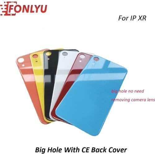 10 pcs Big Hole With CE Mark Back Cover Glass For iPhone XR 6 Colors Repair for Rear Housing Frame Cracked Glass Replacement