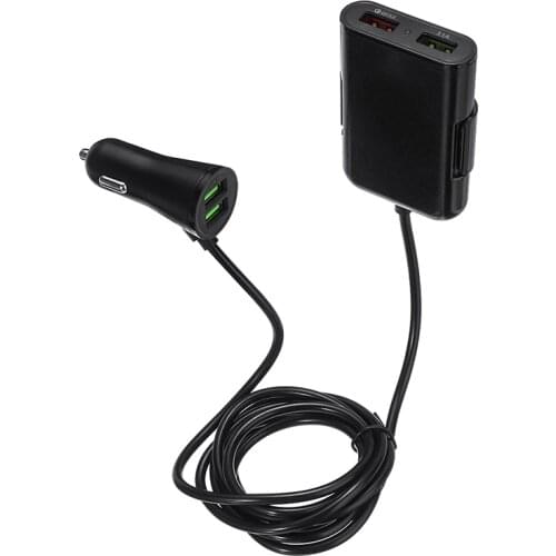 12V Auto Vehicle 4 Port USB QC3.0 Quick Charge for Phone GPS Front Back Seat Car Charger Extension Adapter