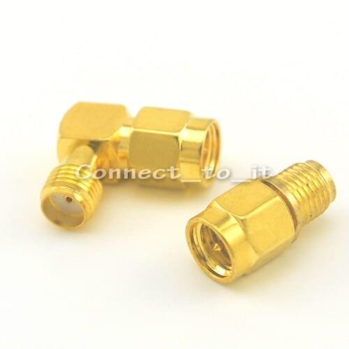 2 Pieces/lot SMA Male to Female + SMA Male to SMA Female RA Connector Adapter Goldplated