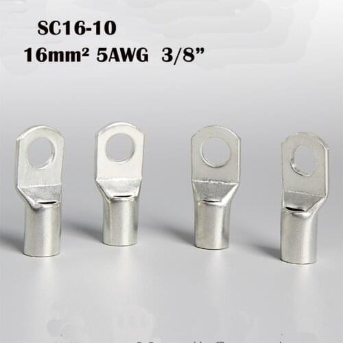 200PCS 5 GAUGE AWG X 3/8 in TINNED COPPER LUG BATTERY CABLE CONNECTOR TERMINAL SC16-10