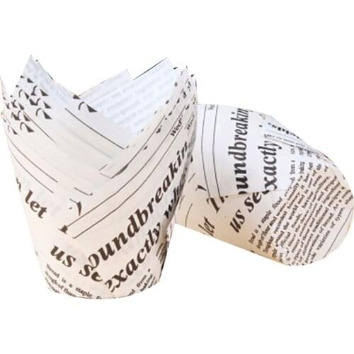 50pcs Tulip Baking Paper Cups Cupcake Muffin Liners Wrappers Baking Cups Muffin Treat Cup Wedding SCIE999