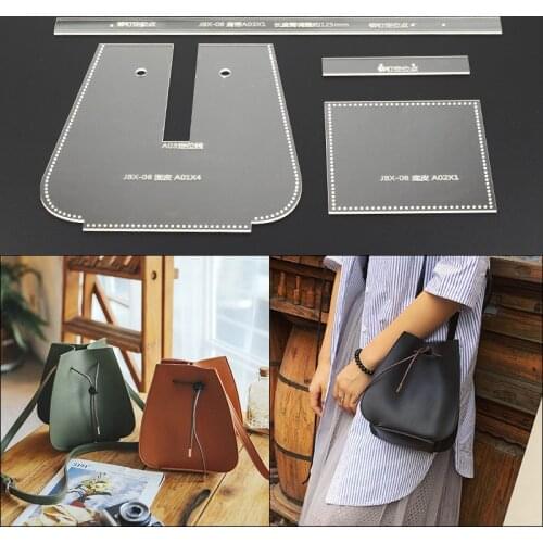 Acrylic Stencil Laser Cut Template DIY Leather Handmade Craft Shoulder Bag Sewing Pattern 17*17*20cm