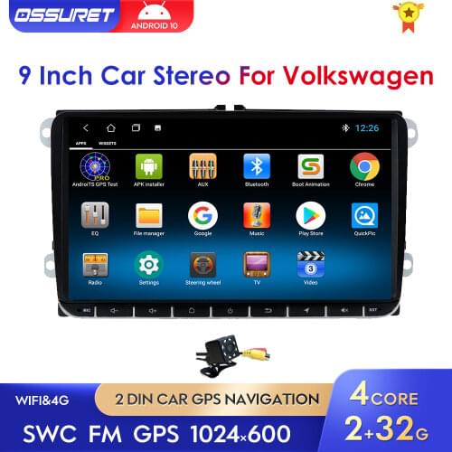 2G RAM +32G ROM Android 10 Car GPS Stereo Autoaudio for For VW Volkswagen Golf Polo skoda rapid octavia Radio Tiguan Passat b7