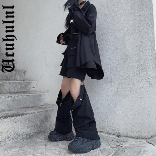 Gothic Cool Detachable Wide Leg Pants Elastic Waist Splicing Dark Style Trousers Women Summer Harajuku Oversize Loose Streetwear