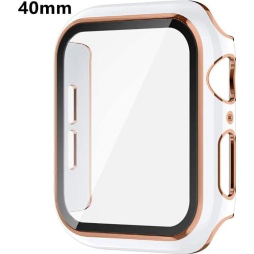 Case For Apple Watch 40mm Tempered Glass Screen Protector Full Coverage HD Clear Protective Film Cover For IWatch