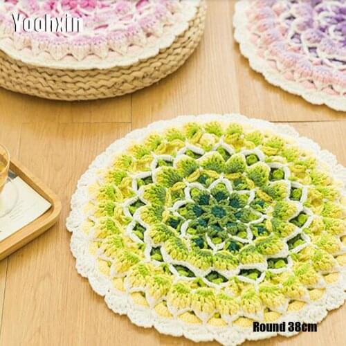 Colorful flower Floor Pillow Round cotton crochet Cushion handmade Tatami Floor Mat Yoga Tea Ceremony Meditation Pad home decor