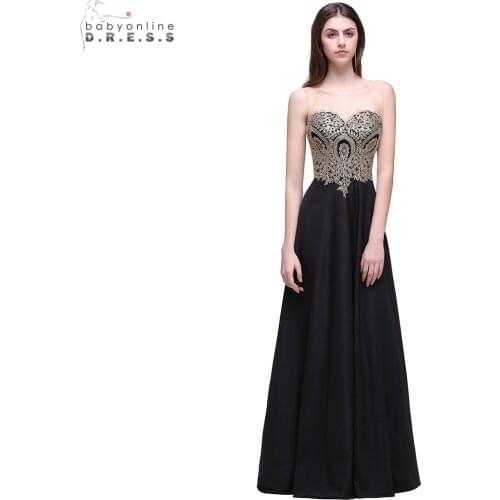 Robe de Soiree Longue Sexy Sheer Back Navy Black Lace Long Evening Dress Cheap A Line Appliques Embroidery Evening Gowns